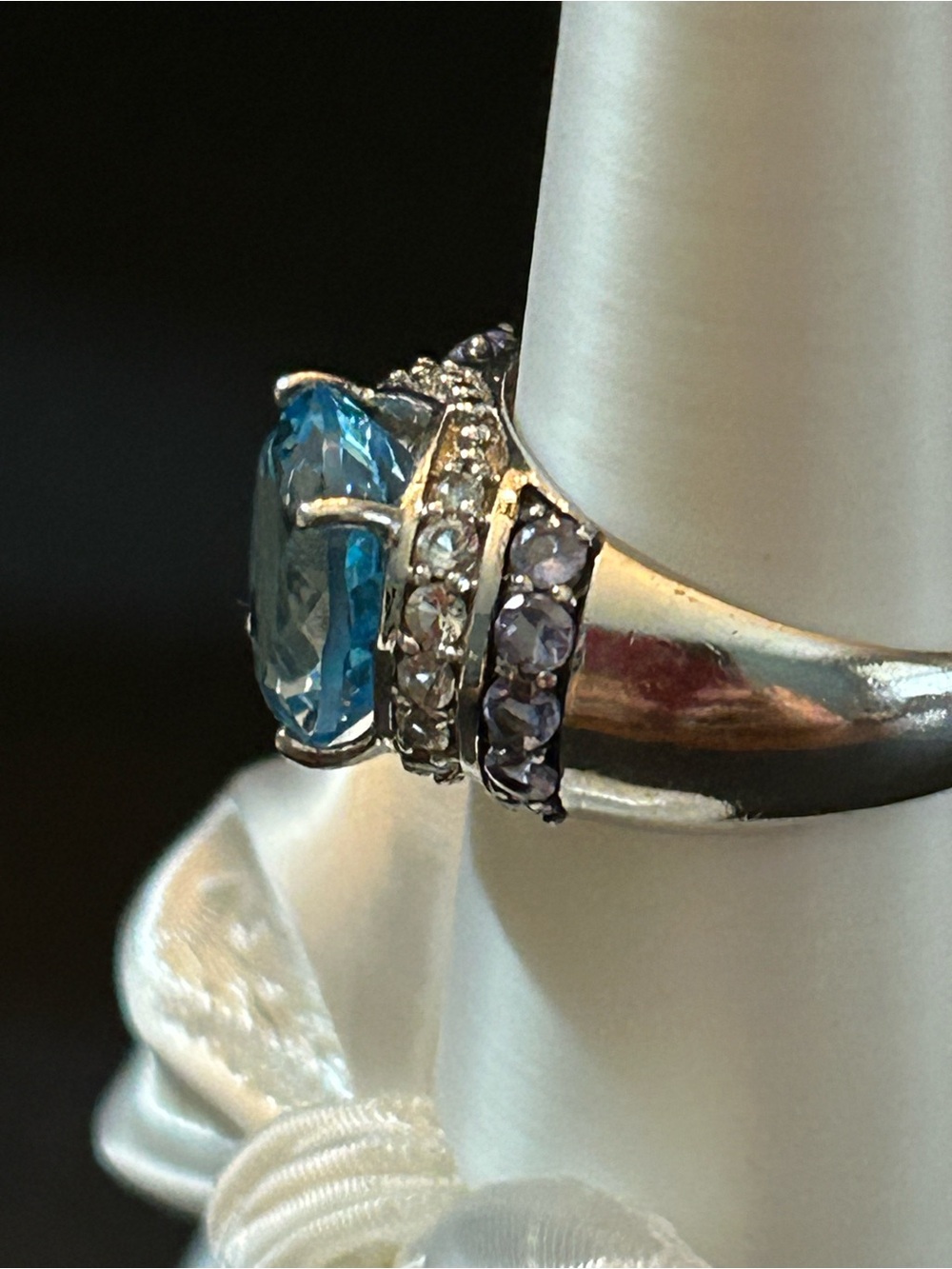 6.37CT Blue Topaz & .58CT Tanzanite w/.42CT White Topaz 925 Sterling Silver Ring - Picture 10 of 15
